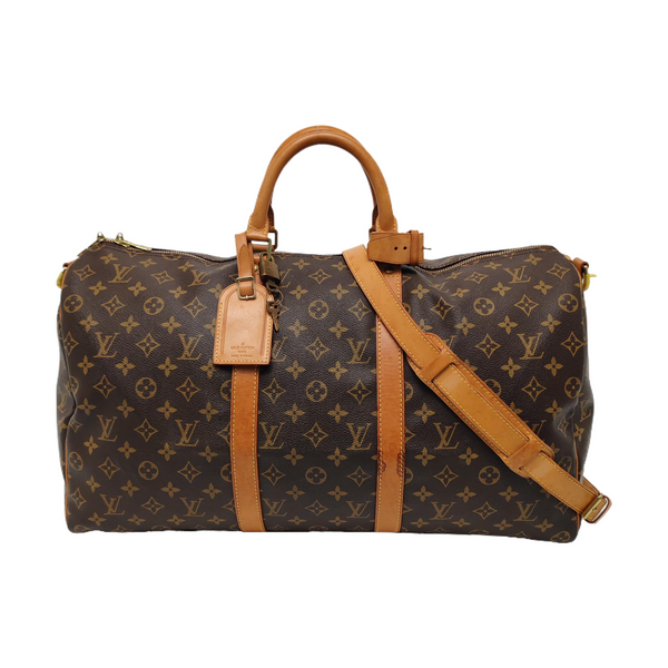 KEEPALL 50 Monogram Coated Canvas Brown