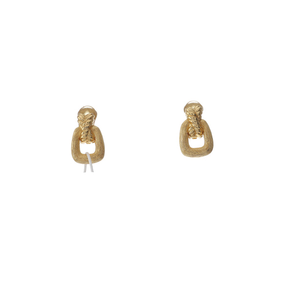 Twist Round Metal Gold Clip On Earrings