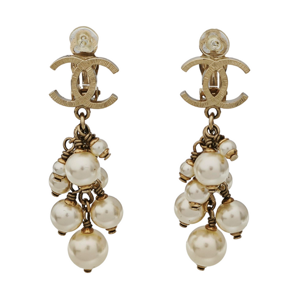 CC Logo Metal Gold Clip On Earrings