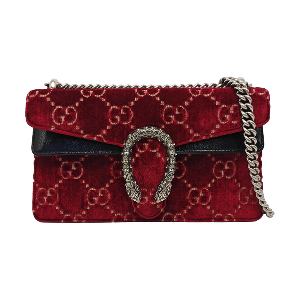 Dionysus Small Monogram Velvet Red