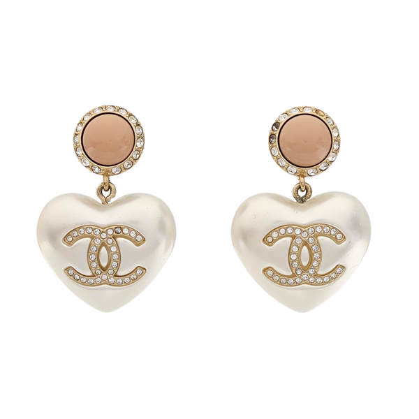 CC Logo Metal White Earrings