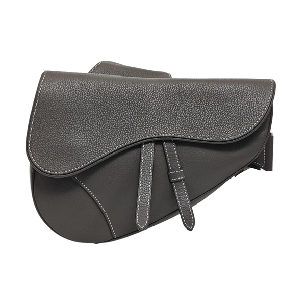 Authenticated pre-owned Saddle Medium Calfskin Grey - Crossbody Bag at Looply
