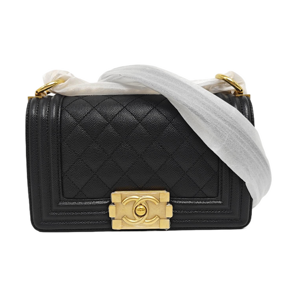 BOY CHANEL Small Quilted Grained Calfskin Black