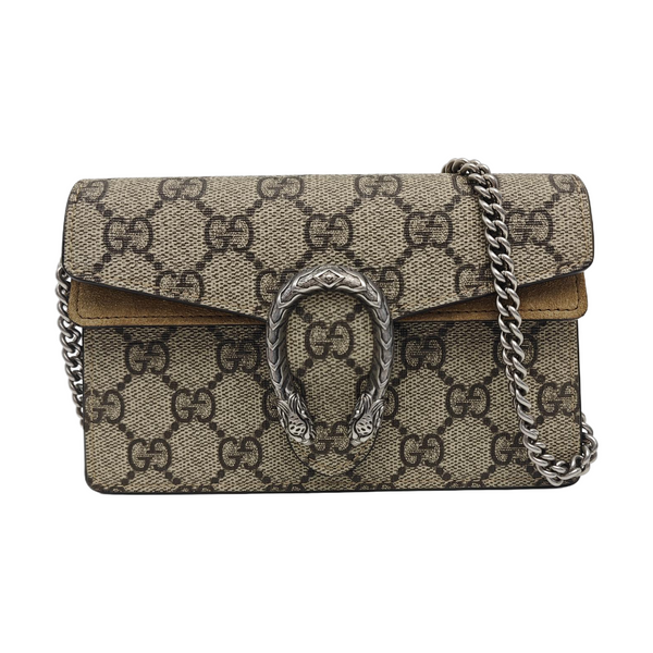 Dionysus Super Mini Monogram Coated Canvas Beige