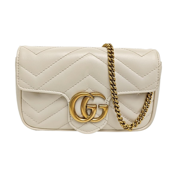 GG Marmont Mini Quilted Calfskin White