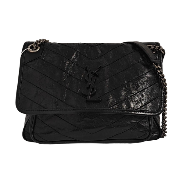 NIKI Medium Chevron Calfskin Black