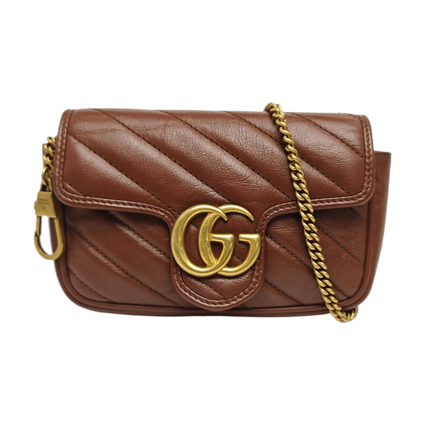GG Marmont Mini Quilted Calfskin Brown