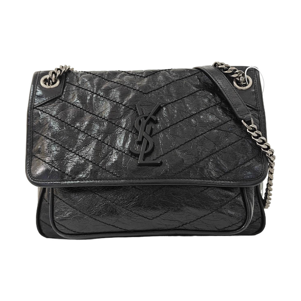 NIKI Medium Chevron Calfskin Black
