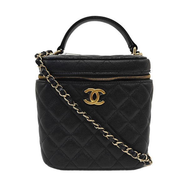 TRENDY CC Quilted Grained Calfskin Black