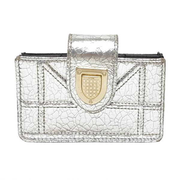 Diorama Cannage Calfskin Silver Wallet