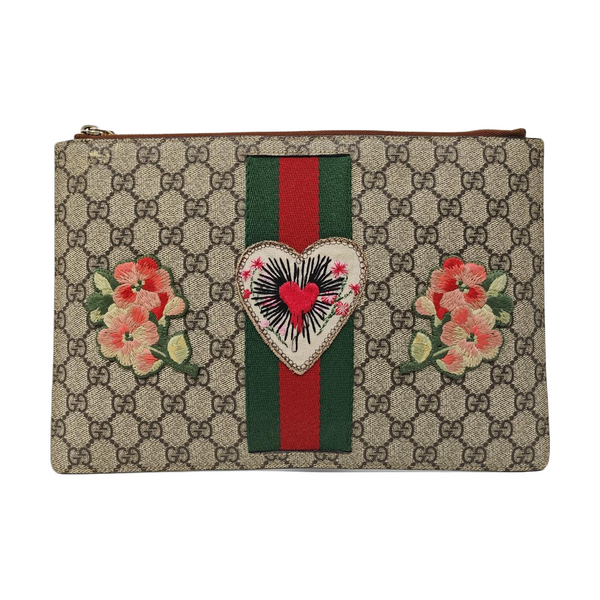 Monogram Coated Canvas Clutch Beige