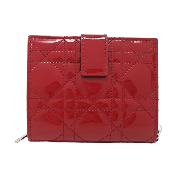 Lady Dior Cannage Patent Leather Red Wallet