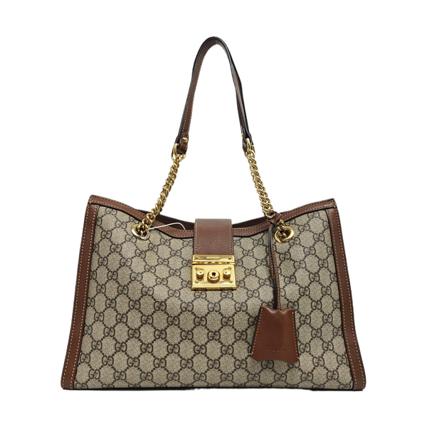 Padlock Medium Monogram Coated Canvas Beige