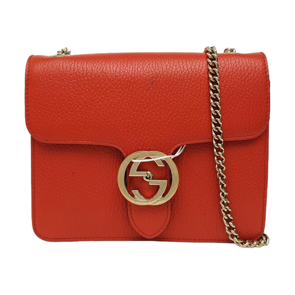 Interlocking G Small Calfskin Orange