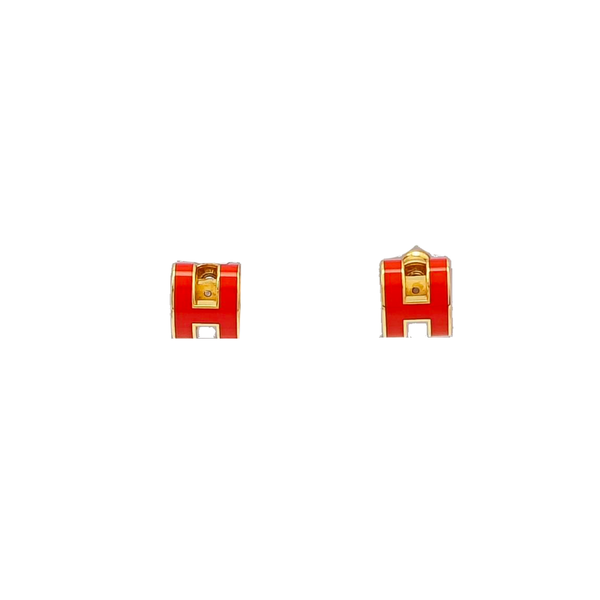 Pop H Metal Orange Stud Earrings