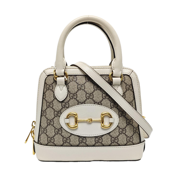 Authenticated pre-owned Horsebit 1955 Mini Coated Canvas Beige - Shoulder Bag at Looply