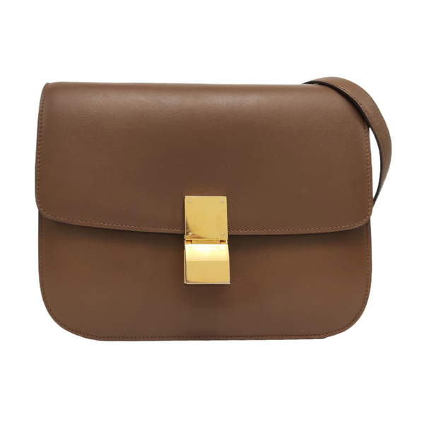 Authenticated pre-owned CLASSIC BOX Medium Calfskin Brown - Shoulder Bag at Looply