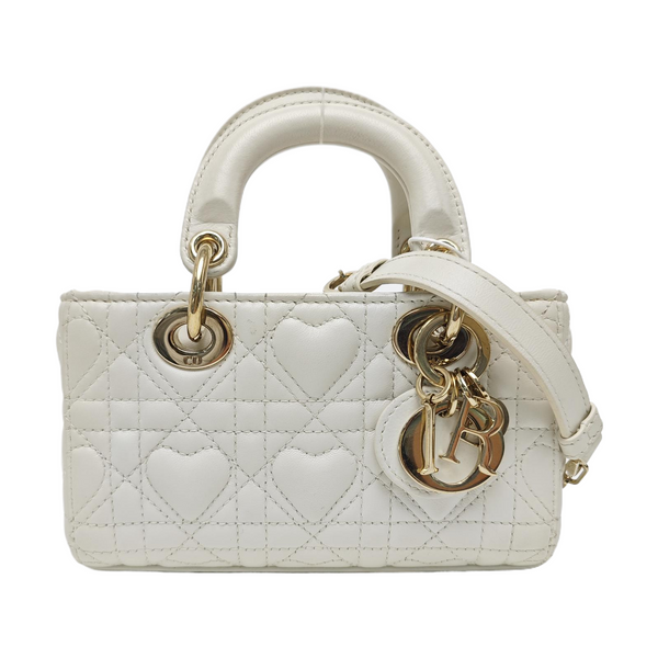 Lady D-Joy Super Mini Cannage Lambskin White
