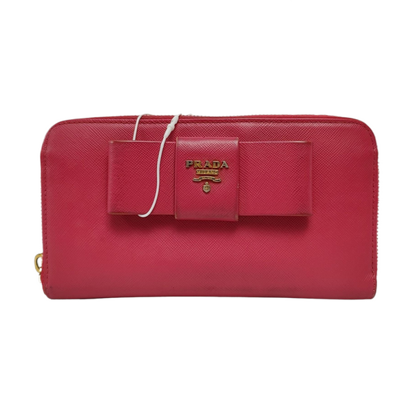 Fiocco Bow Saffiano Calfskin Red Wallet