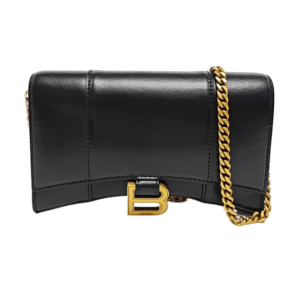 Hourglass Wallet On Chain Mini Calfskin Black