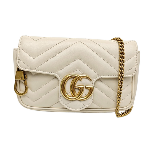 GG Marmont Mini Quilted Calfskin White