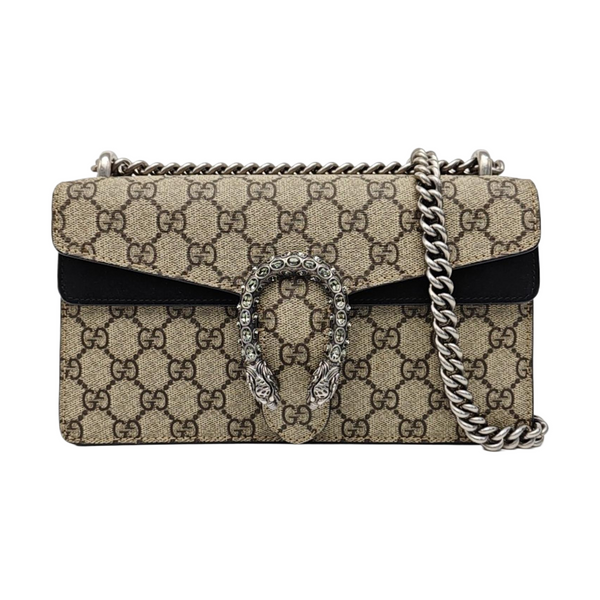 Dionysus Small Monogram Coated Canvas Beige