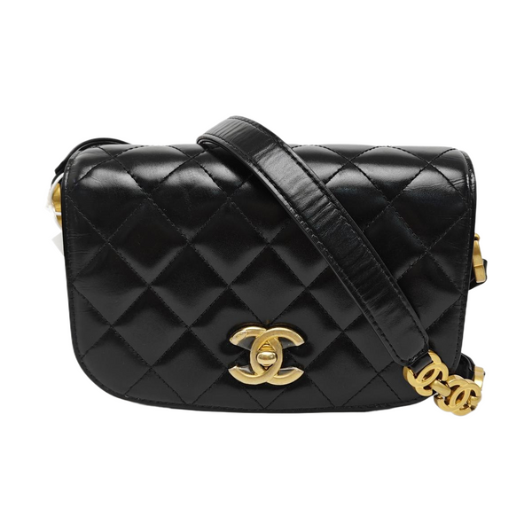 Quilted Calfskin Shoulder Bag Black
