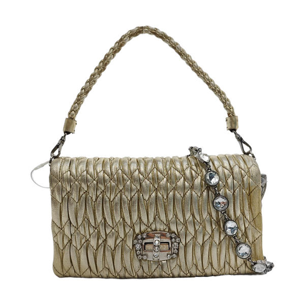 Quilted Lambskin Shoulder Bag Beige