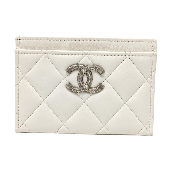 Authenticated pre-owned CHANEL 19 Quilted Lambskin White Card Holder - Card Holder at Looply