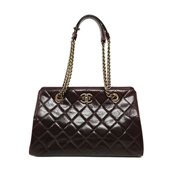 Quilted Calfskin Tote Bag Red