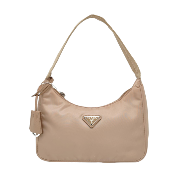 Authenticated pre-owned Re-Edition2000 Mini Nylon Beige - Top Handle Bag at Looply