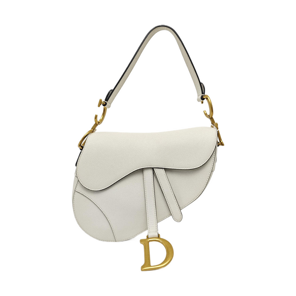 Saddle Medium Calfskin White