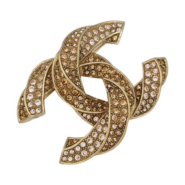 CC Logo Metal Gold Brooch