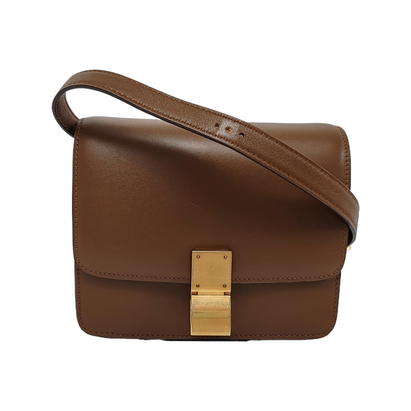 Authenticated pre-owned CLASSIC BOX Mini Calfskin Brown - Shoulder Bag at Looply
