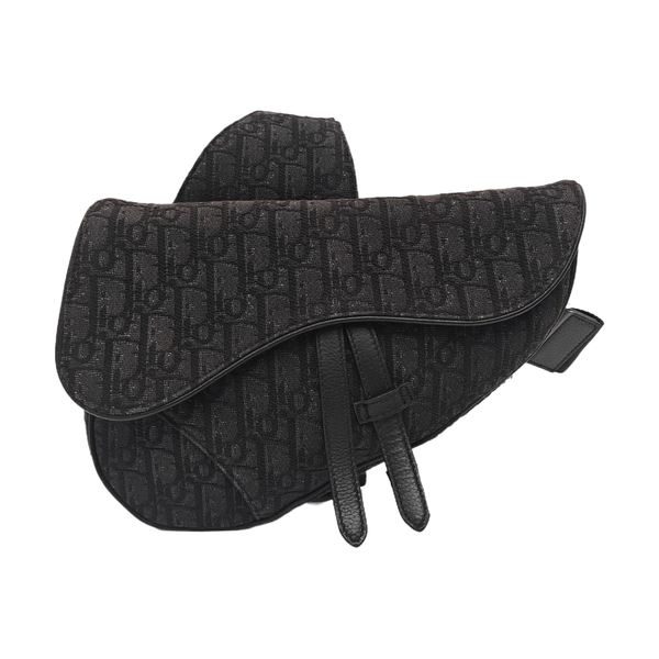 Saddle Medium Oblique Canvas Black