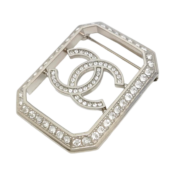 CC Logo Metal Silver Brooch
