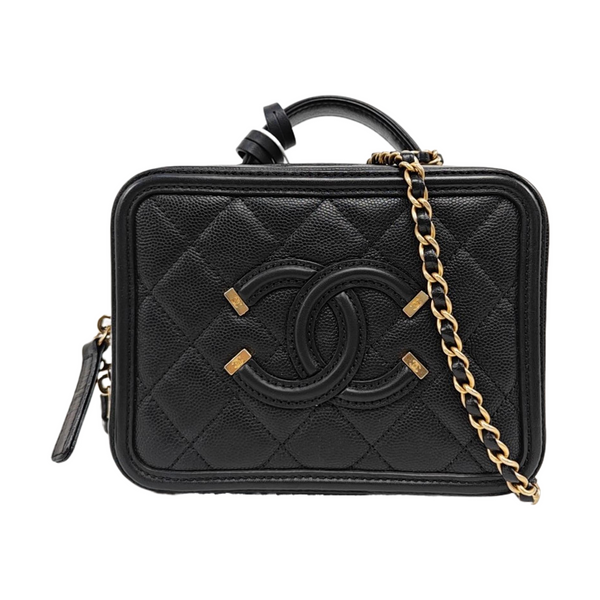 FILIGREE Small Quilted Grained Calfskin Black