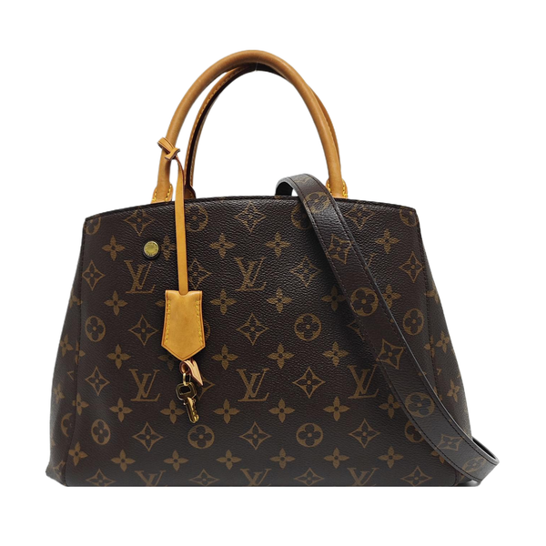 MONTAIGNE MM Monogram Coated Canvas Brown