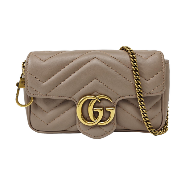 GG Marmont Mini Quilted Calfskin Beige