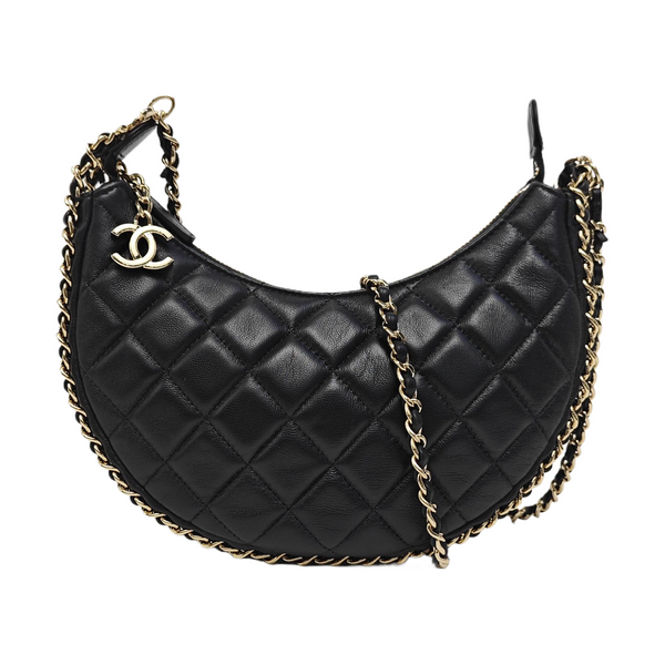 Quilted Lambskin Shoulder Bag Black