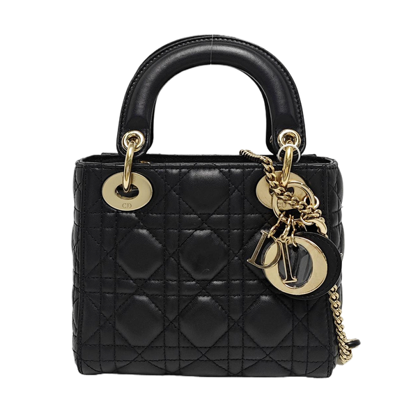 Lady Dior Mini Cannage Lambskin Black