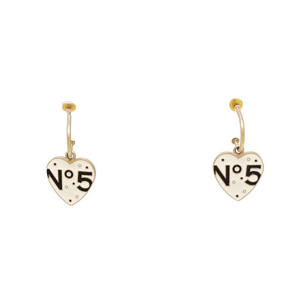 CC Logo Metal White Stud Earrings