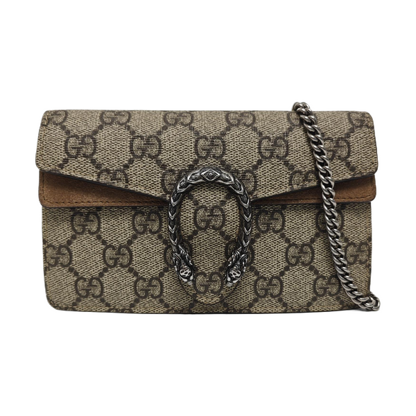 Dionysus Super Mini Monogram Coated Canvas Beige