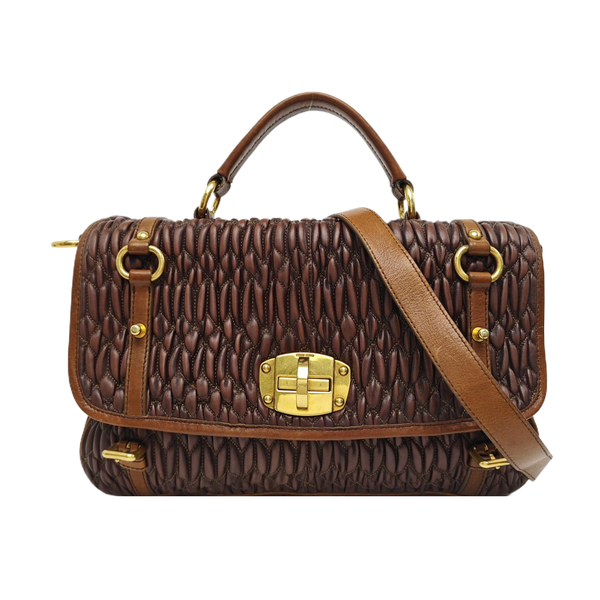 Crystal Quilted Lambskin Brown