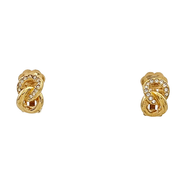 Twist Round Metal Gold Clip On Earrings