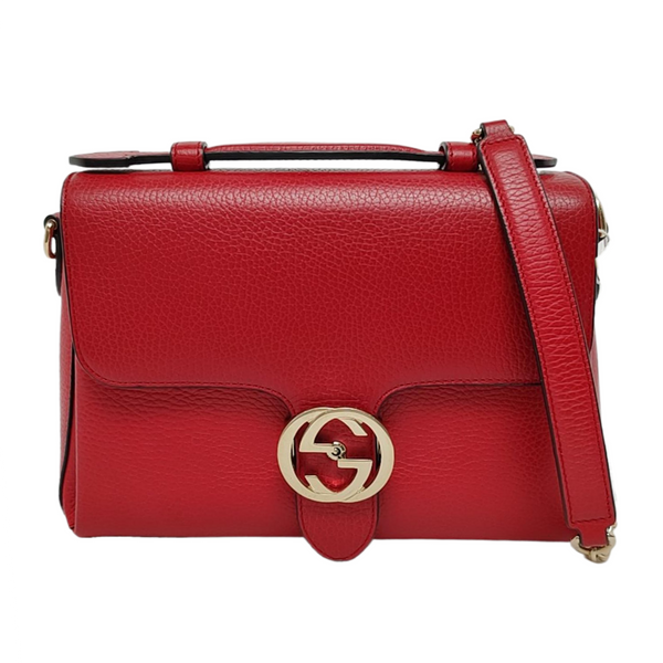 Interlocking G Large Calfskin Red