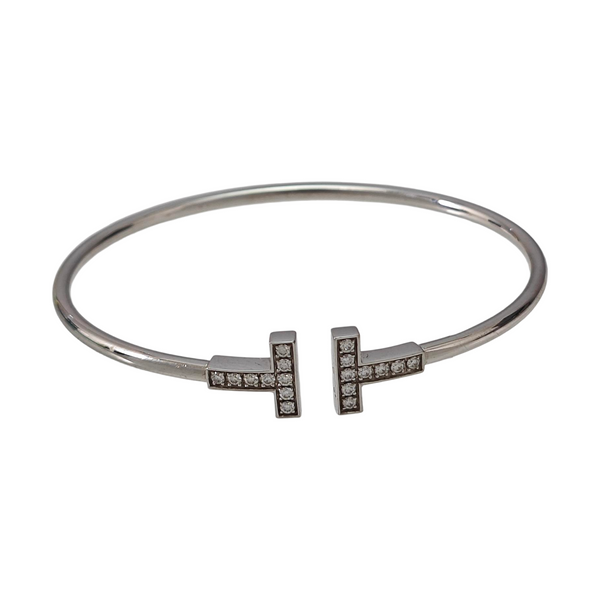 Tiffany T 18k White Gold Silver Bangle