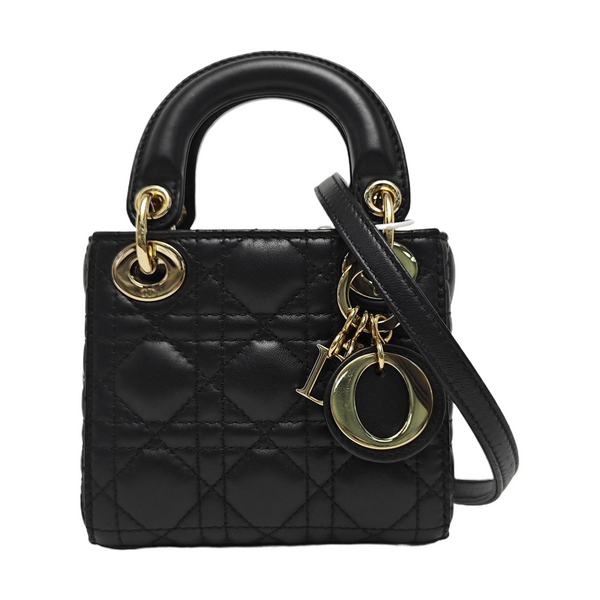 Lady Dior Super Mini Cannage Lambskin Black