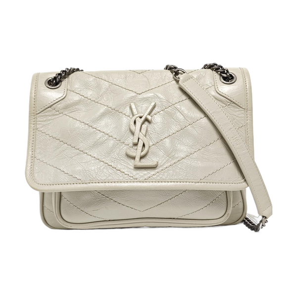NIKI Small Chevron Calfskin White