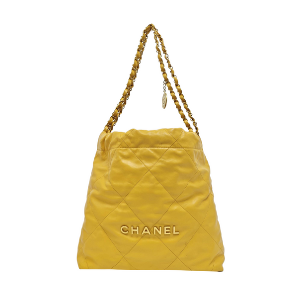 CHANEL 22 Small Quilted Calfskin Yellow